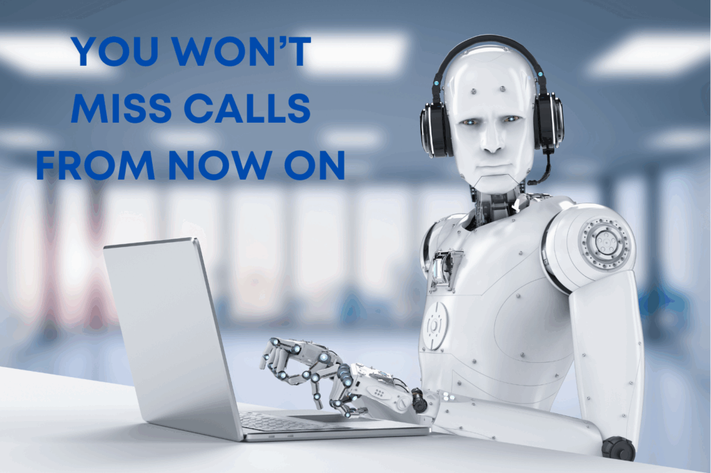 AI receptionist with headset and laptop representing 24/7 virtual call answering for solopreneurs.