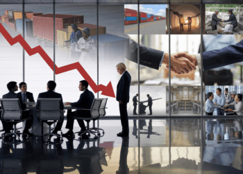 Business leaders in a supplier negotiation meeting with a falling price chart, handshake imagery, and supply chain visuals showing the hidden risks of price-focused sourcing decisions.