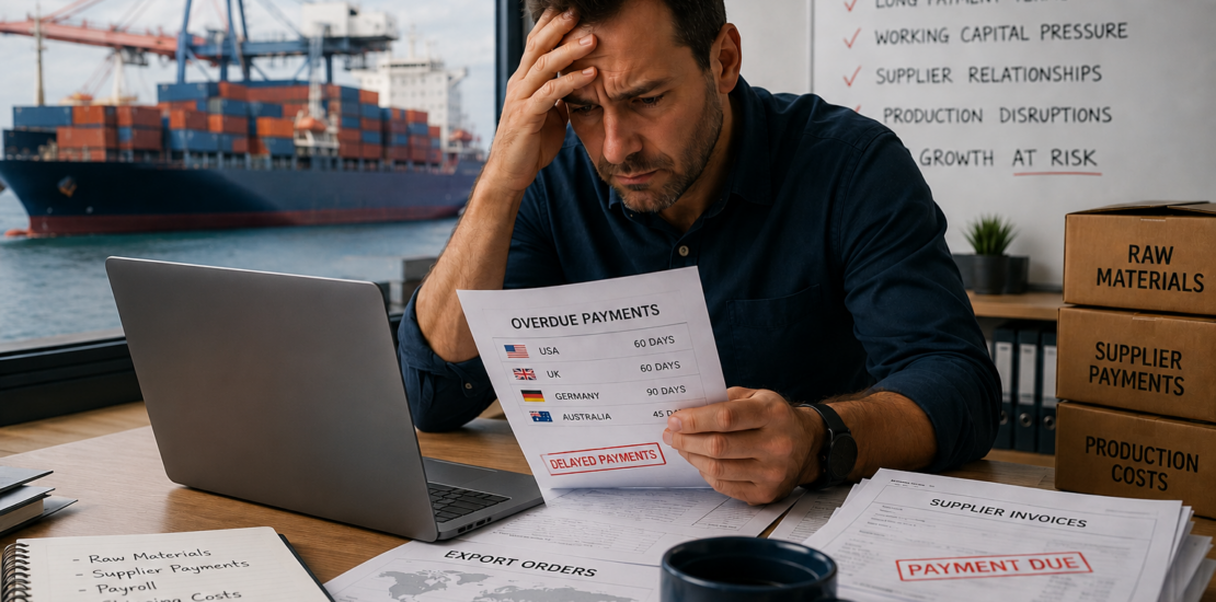 Export cash flow challenges facing manufacturers and global suppliers during long international payment cycles