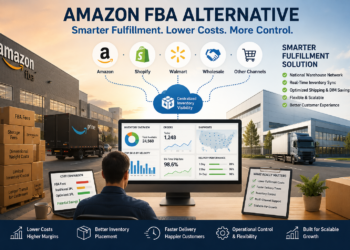 Amazon FBA alternative showing multichannel inventory, distributed warehouses, lower fulfillment costs, and faster delivery