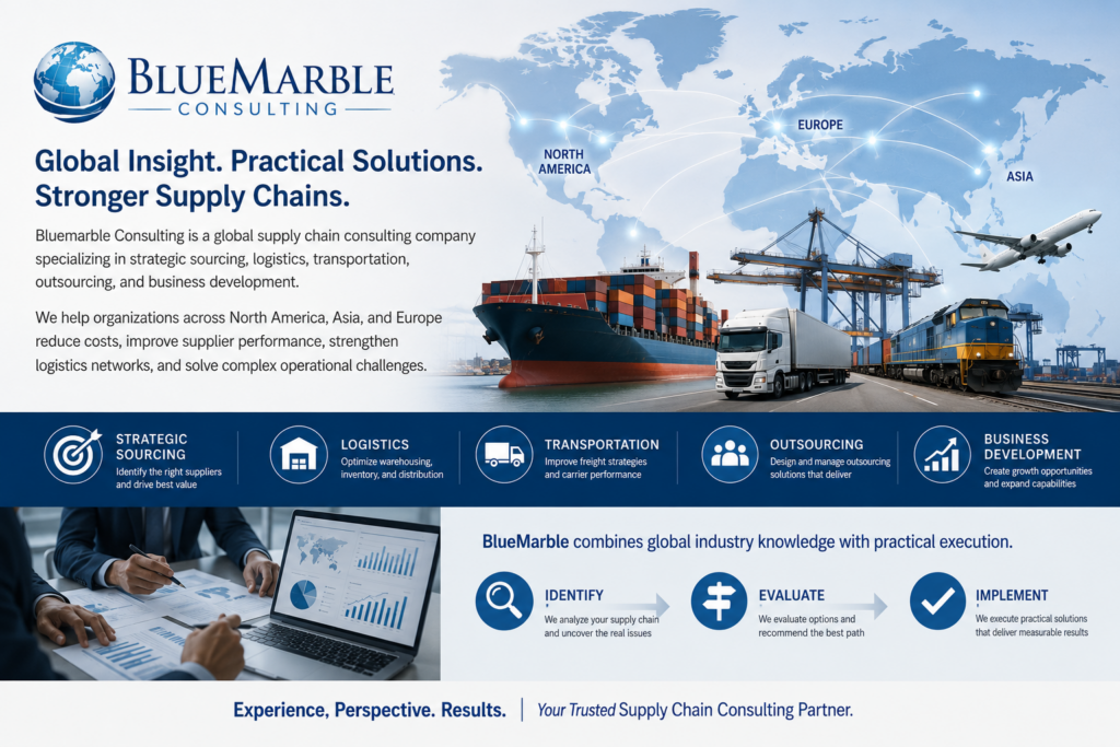 BlueMarble global supply chain consulting services across North America, Europe, and Asia